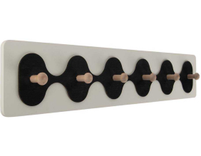 Patère en MDF 6 crochets Rizar (Blanc et noir)