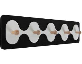 Patère en MDF 5 crochets Rizar (Noir et blanc)