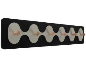 Patère en MDF 6 crochets Rizar (Noir et blanc)