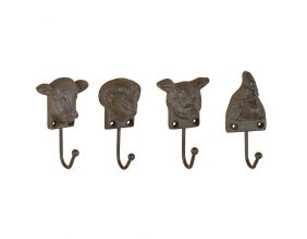 Patère animaux de la ferme en fonte (Lot de 4)