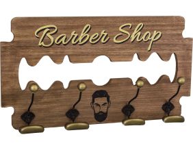 Patère en bois 4 crochets en fer Barber Shop