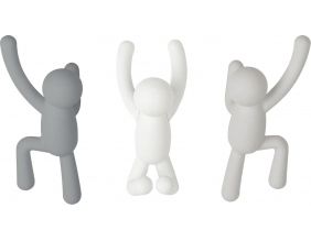 Patère bonhomme Buddy (Lot de 3) (Gris - blanc)