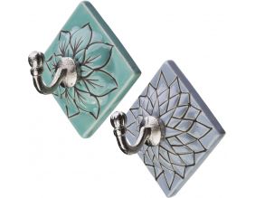 Patère en céramique 1 crochet Diamant (Lot de 2)