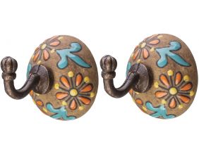 Patère en céramique 1 crochet Flower (Lot de 2)