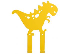 Patère enfant en métal 2 crochets dinosaure jaune