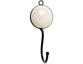 Patère rond en métal et céramique Haken (Blanc)