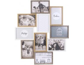 Pêle-mêle bois et blanc photos 10 x 15 cm Family (10 photos)