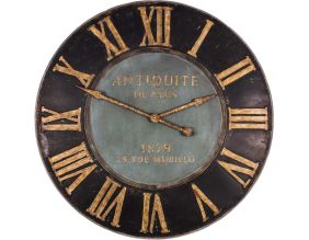 Pendule ronde en fer Antiquité de Paris 93 cm