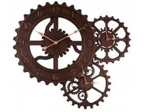 Pendule avec rouages 3 horloges en fer 84 x 3 x 78 cm