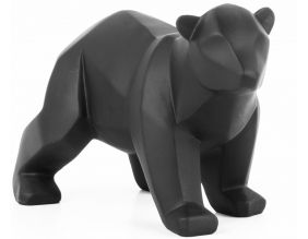 Petit ours en résine mat Origami (Noir)