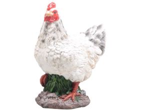 Petite poule en résine 12 x 8 x 16 cm (Blanc)