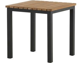 Petite table d'appoint extérieure carré en alu et teck Mexico (Noir)