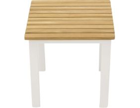 Petite table d'appoint extérieure carré en alu et teck Mexico (Blanc)