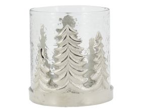Photophore Sapin en verre et aluminium (Moyen Modèle)