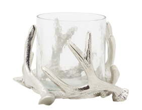 Photophore bois de cerf en aluminium (Diamètre 14cm)