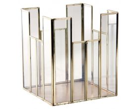 Photophore carré en laiton et verre 19x19cm