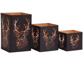 Photophore carré tête de cerf (Lot de 3)