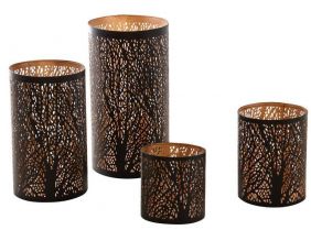 Photophores cylindriques noir et or (Lot de 4)
