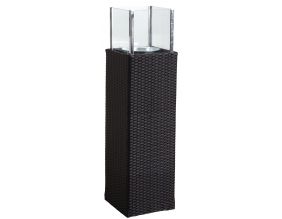 Photophore d'extérieur noir en résine et verre (Hauteur 115 cm)