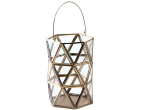 Photophore hexagonal en verre et laiton