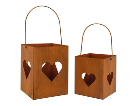 Photophore de jardin en métal rouillé (Lot de 2)