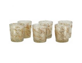 Photophore en verre doré (Lot de 6 bougies)