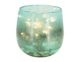Photophore en verre teinté turquoise