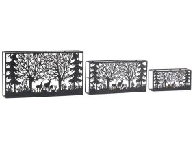 Photophores en métal Cerf rectangulaires (lot de 3) (Noir)