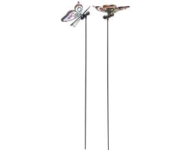 Pic de jardin à planter Papillon Brillant (Lot de 2 (1 rouge + 1 bleu))