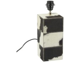 Pied de lampe en peau de vache noir et blanc (Noir et Blanc)