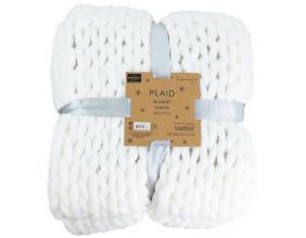 Plaid grosses mailles Chunky 120 x 150 cm (Blanc)