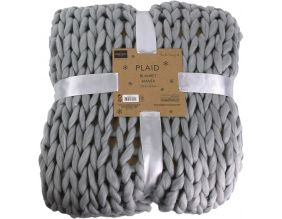 Plaid grosses mailles Chunky 120 x 150 cm (Gris)