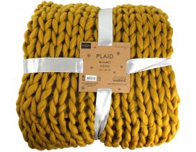 Plaid grosses mailles Chunky 120 x 150 cm (Jaune)