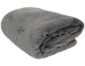 Plaid imitation fourrure grise et sherpa 140 x 200 cm