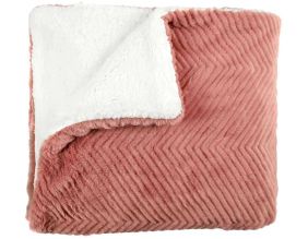 Plaid imitation fourrure rose et sherpa 140 x 200 cm