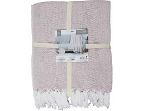 Plaid jacquard en coton 125 x 150 cm (Rose)