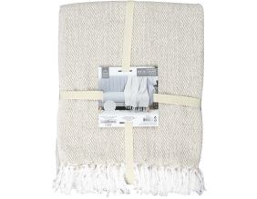 Plaid jacquard en coton 125 x 150 cm (Beige)
