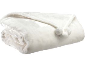 Plaid en polyester avec  pompons Tender 170 x 130 cm (Neige)