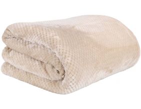 Plaid sherpa effet nid d'abeille 180x220 cm (Beige rosé)