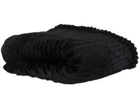 Plaid en velours côtelé 150 cm (Noir)