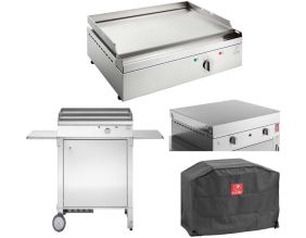 Plancha électrique en inox Chef 55 cm (Avec chariot fermé + couvercle + housse)