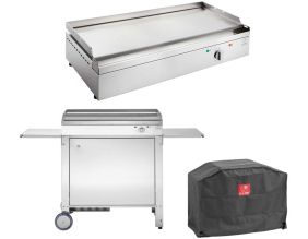 Plancha électrique en inox Chef 80 cm (Avec chariot fermé + housse)