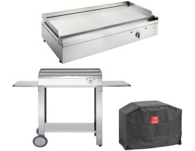 Plancha électrique en inox Chef 80 cm (Avec chariot ouvert + housse)