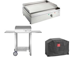 Plancha électrique en inox Chef 55 cm (Avec chariot ouvert + housse)