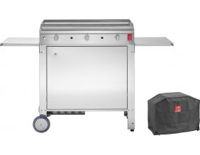 Plancha en inox Chef XL 80 cm avec chariot et housse (Chariot avec porte)