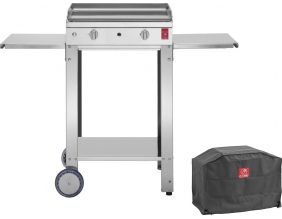 Plancha en inox Chef XL 55 cm avec chariot et housse (Chariot simple)