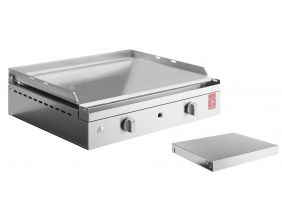 Plancha en inox lisse avec couvercle Chef 55 cm