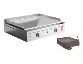 Plancha en inox lisse avec housse Chef 55 cm