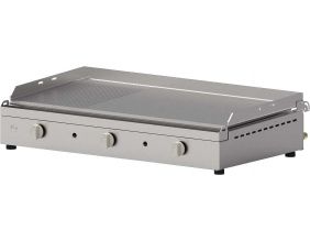 Plancha en inox lisse et rainurée Chef 80 cm