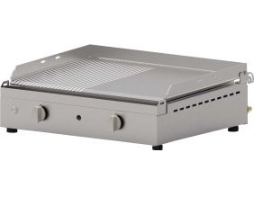 Plancha en inox lisse et rainurée Chef 55 cm